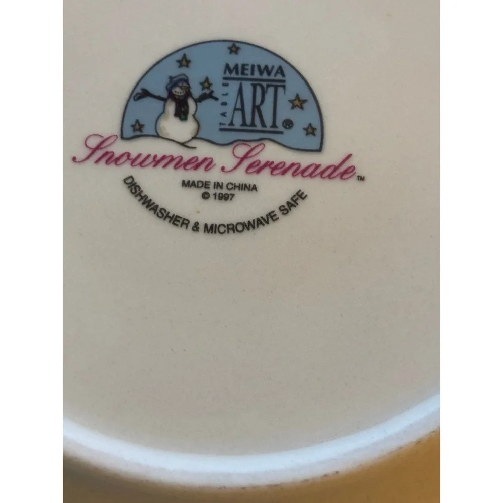 Complete Set Of 4 Meiwa Stoneware Canterbury 1997 Snowman Christmas Vintage